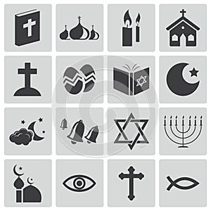 Vector black religion icons