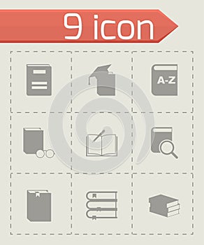 Vector black schoolbook icon set