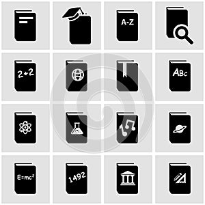 Vector black schoolbook icon set