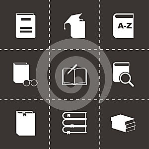 Vector black schoolbook icon set