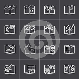 Vector black schoolbooks icon set