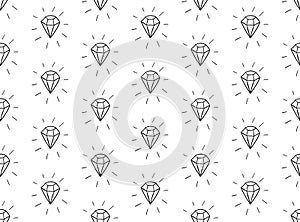 Vector Black Seamless Pattern with Diamonds