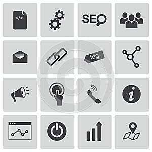 Vector black seo icons set
