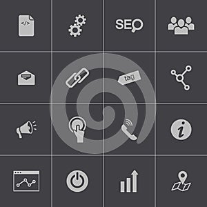 Vector black seo icons set