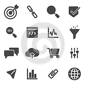 Vector black seo icons set