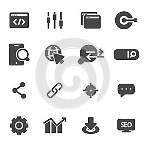 Vector black seo icons set