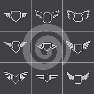 Vector black shield icons set