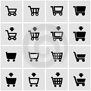 Vector black shopping cart icon set