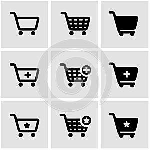 Vector black shopping cart icon set