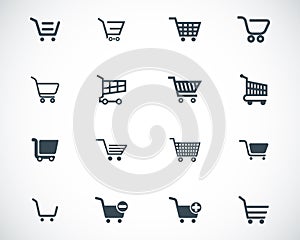 Vector black shopping cart icons