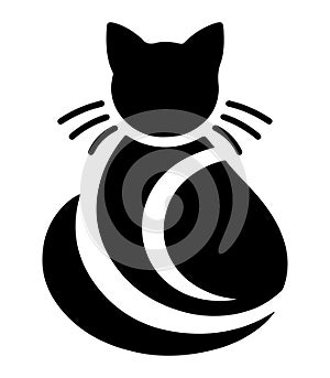 Vector of a black silhouette of a cat