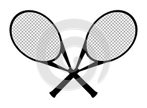 Vector black silhouette of crossed tennis rackets