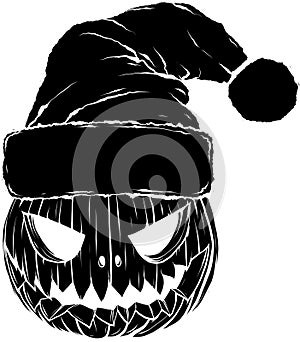 Vector black silhouette of Halloween pumpkin isolated on a white background.