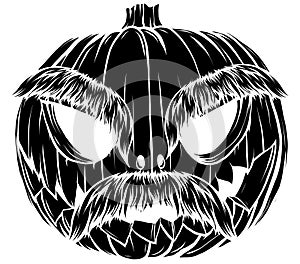 Vector black silhouette of Halloween pumpkin isolated on a white background.