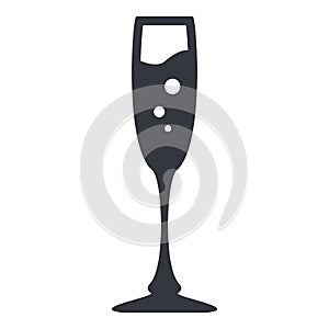 Vector Black Silhouette Icon - Champagne Glass