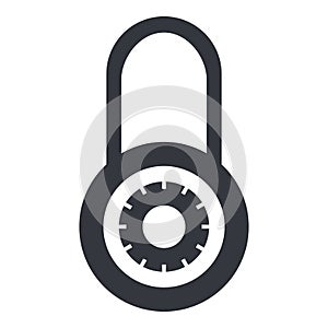 Vector Black Silhouette Icon - Round Combination Padlock