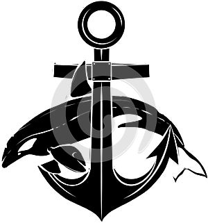 vector black silhouette of Orca Logo Killer Whale Design