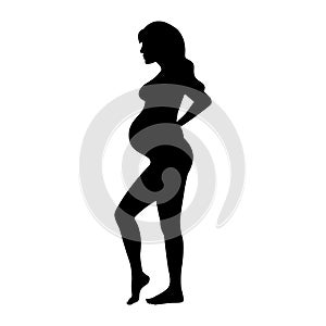 Vector black silhouette of a pregnant girl