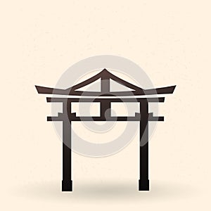 Vector Black Silhouette Shinto Torii Gate Icon