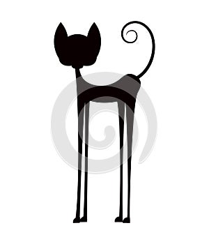 Vector black silhouette of a sitting cat.