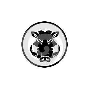 Vector black silhouette of the wild boar