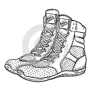 Vector Black Sketch Boxing Shoes