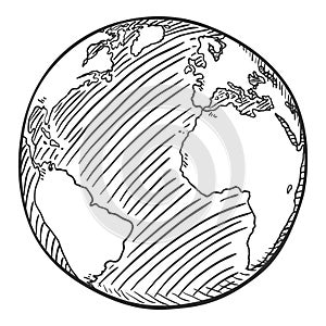 Vector Black Sketch Globe Illustration