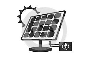 vector black solar panel icon on white background.