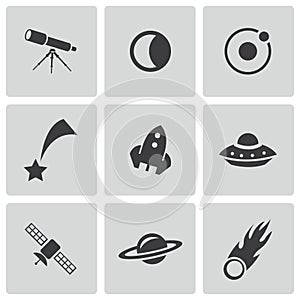 Vector black space icons set