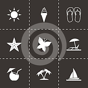 Vector black summer icons set