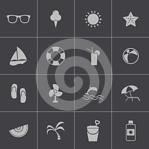 Vector black summer icons set