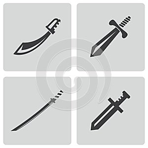 Vector black sword icons set