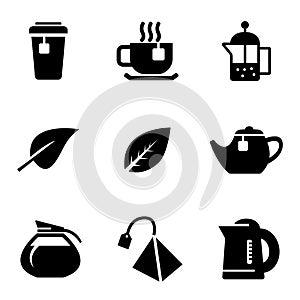 Vector black tea icons set