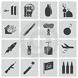 Vector black terrorism icons