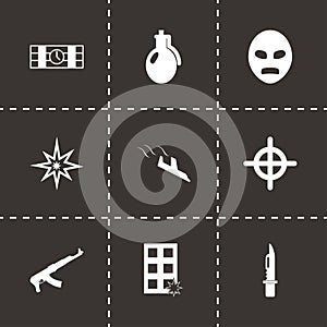 Vector black terrorism icons set