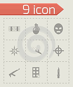 Vector black terrorism icons set