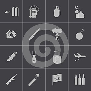 Vector black terrorism icons set