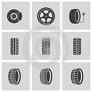 Vector black tire icons set