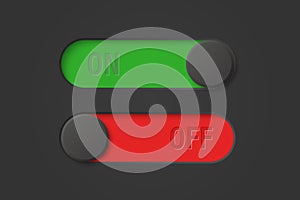 Vector Black Toggle Switch Set. Realistic Toggle Switch. On Off Button, Modern Toggle Switch for User Interface, App, Web