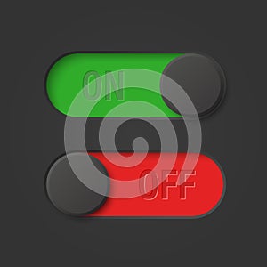 Vector Black Toggle Switch Set. Realistic Toggle Switch. On Off Button, Modern Toggle Switch for User Interface, App, Web