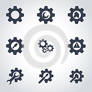Vector black tools in gear icon set