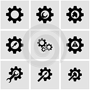 Vector black tools in gear icon set