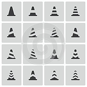 Vector black traffic cone icons