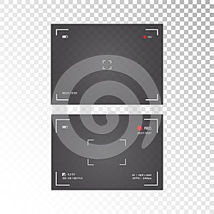 Vector Black transparent camera rec interface view