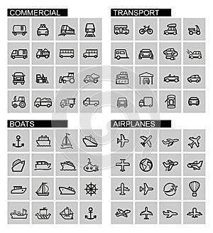 Vector black transport icons set