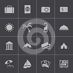 Vector black travel icons set