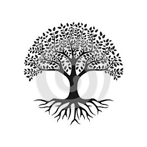 Vector black tree of live icon on white background