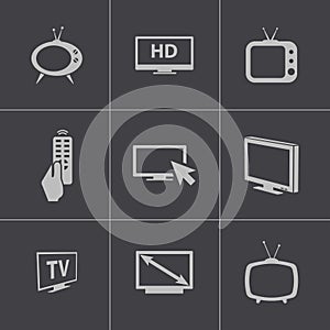 Vector black TV icons set