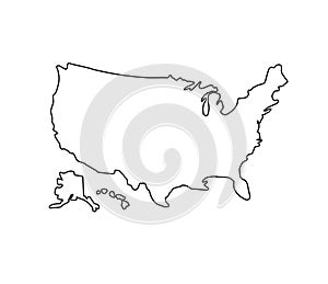 Vector black usa map outline silhouette