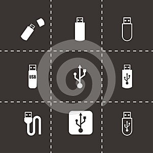 Vector black usb icon set
